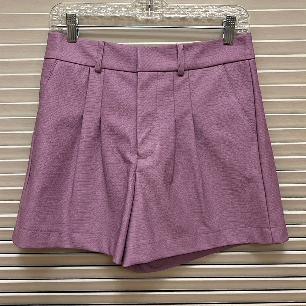Sincerely Ours Croc Leather, High Waisted, Paper Bag Short in Lilac Croc, Size M